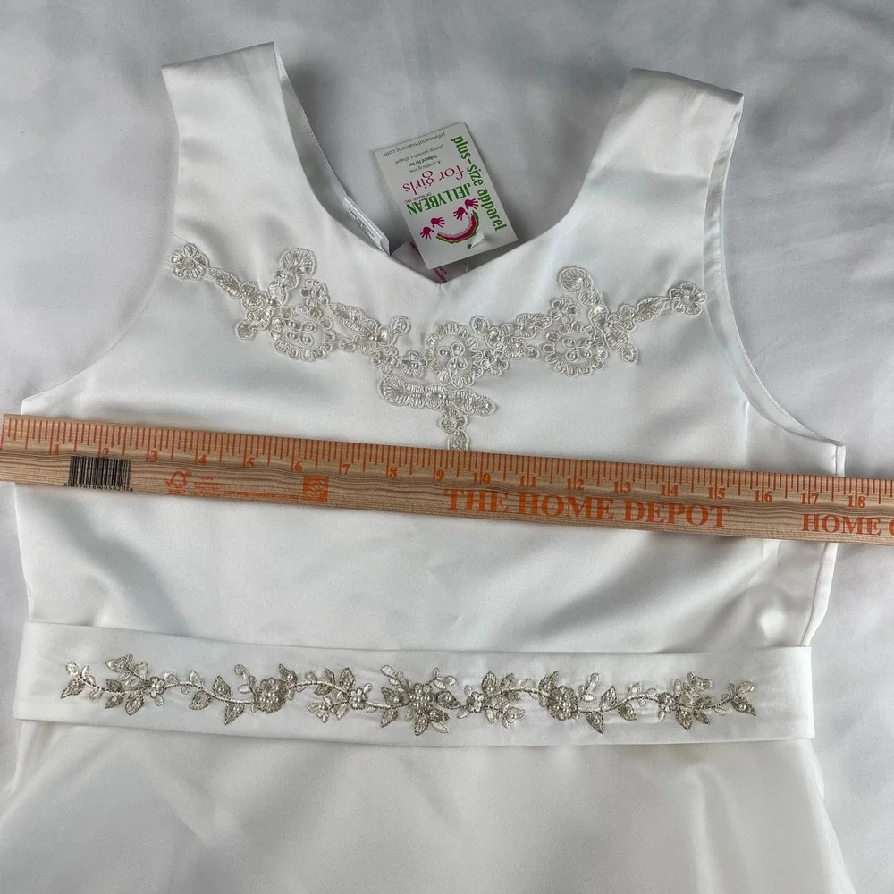 Jellybean Miami Girls New White Lace Communion Flower‎ Girl Dress Plus Size 12.5